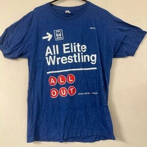 Men's AEW LIVE All Elite Wrestling All Out (Chicago) T-Shirt Blue Size Large